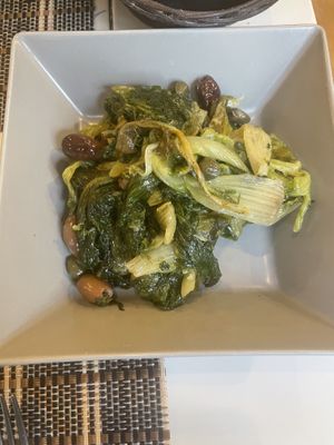 Chicory with olives and capers  at Ma va' in Rome