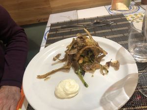 Cheesy potato and chard thing had a strong taste that maybe a bit niche  at Ma va' in Rome