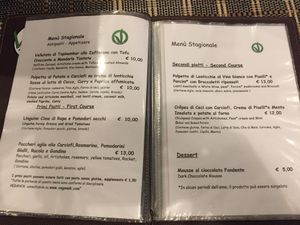 Menu Stagionale - Seasonal Menu  at Ma va' in Rome