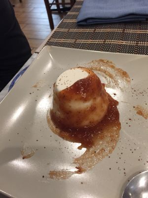 Panna cotta with strawberry sauce  at Ma va' in Rome