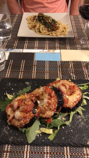 Linguini & Aubergine Parmigiane  at Ma va' in Rome