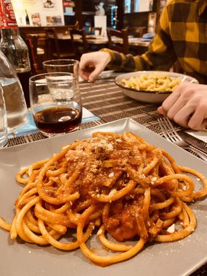 Vegan Amatriciana and Vegan Carbonara at Ma va' in Rome