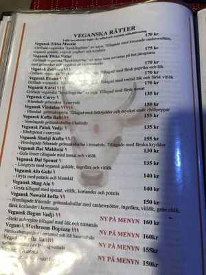 Vegan menu at Holy Cow - Soder in Stockholm