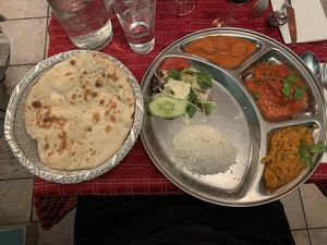 Vegan thali with naan 🫓  at Holy Cow - Soder in Stockholm