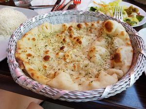 Garlic naan vegan! at Holy Cow - Soder in Stockholm