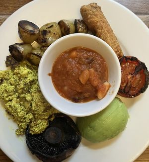 Breakfast. You also get a couple of hefty slices of toast with this too    at Tea Hive in Manchester