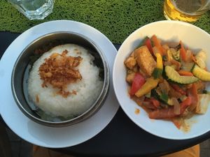 Glutinous rice with Satay tofu at La Baie du Dragon in Marseille