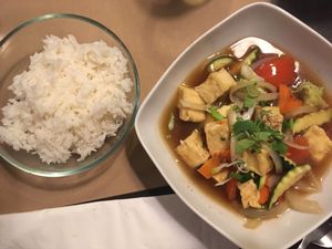 Tofu saigonaise and rice  at La Baie du Dragon in Marseille