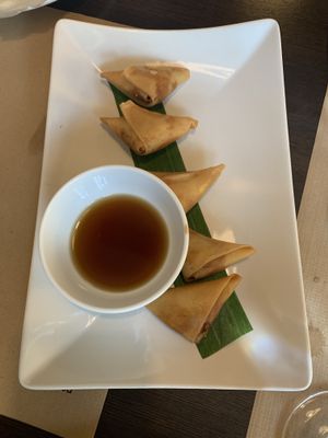 vegan samosas at La Baie du Dragon in Marseille
