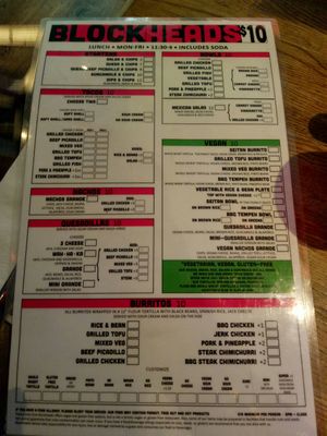 Menu at Blockheads - Midtown East in New York City