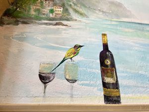 Ambiance: wall mural by our table  at Pita Paradise in Cocoa Beach