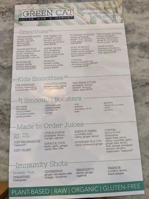 Full menu at The Green Cat in Virginia Beach