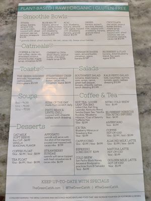 Full menu at The Green Cat in Virginia Beach