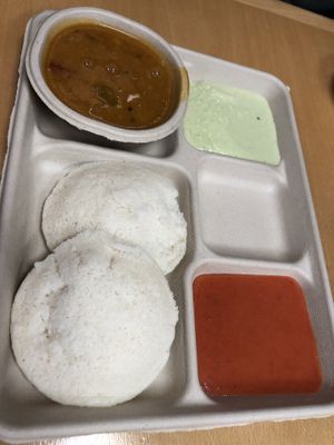 Idli (steamed) it's vegan and gluten free. Very tasty!  at Hillside Dosa Hut in Floral Park