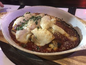 Vegan eggplant Parmesan at 3 Brothers Vegan Cafe in Copiague