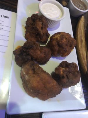 Buffalo cauliflower wings at 3 Brothers Vegan Cafe in Copiague