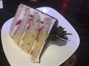Strawberry cake  at 3 Brothers Vegan Cafe in Copiague
