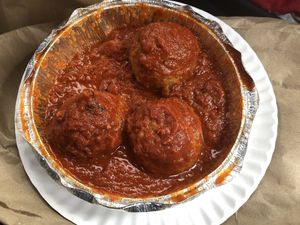 Vegan meatball  at 3 Brothers Vegan Cafe in Copiague