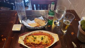 Great Eggplant appetise. at 3 Brothers Vegan Cafe in Copiague