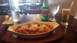 Delicious vegetable Lasagna at 3 Brothers Vegan Cafe in Copiague