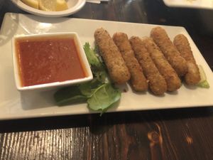Vegan mozzarella sticks  at 3 Brothers Vegan Cafe in Copiague