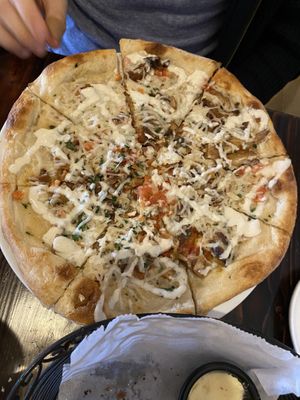 Bacon seitan ranch pizza at 3 Brothers Vegan Cafe in Copiague