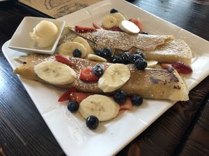 Lemon blueberry crepes   at 3 Brothers Vegan Cafe in Copiague