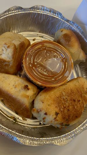 Garlic knots   at 3 Brothers Vegan Cafe in Copiague