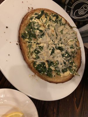 Spinach pizza (gf)  at 3 Brothers Vegan Cafe in Copiague