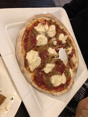 Eggplant parm pizza   at 3 Brothers Vegan Cafe in Copiague