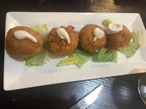 Mac n cheese balls at 3 Brothers Vegan Cafe in Copiague