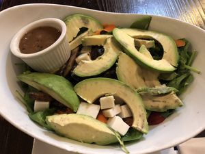 Baby spinach salad add avocado  at 3 Brothers Vegan Cafe in Copiague