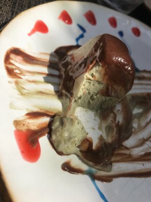 Homemade Matcha ice cream at Verdeando in Denia