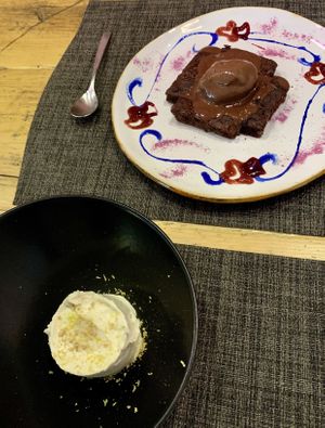 Brownie & lemon mousse  at Verdeando in Denia