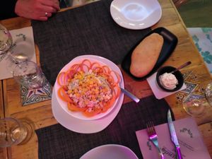 Ensalada Marinera con Chapata y Alioli at Verdeando in Denia