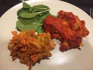 St Valentine's menu, second  course: involtini di fettine di legumi alla romana con verza stufata (beans slices rolls "alla romana" with stewed Savoy cabbage) at Lizard in Rome