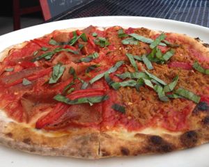 pizza on the patio at Pizza Nea in Minneapolis