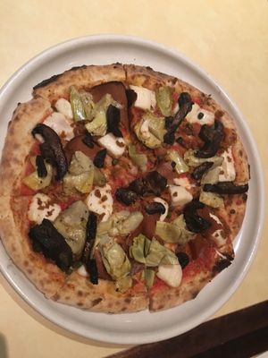 Capricciosa pizza - vegan  at Pizza Nea in Minneapolis
