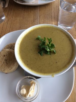 Broccoli soup at Cadence in Guelph
