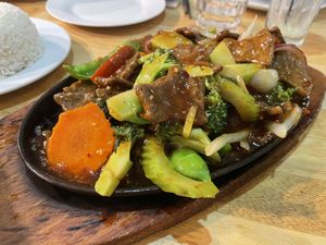 Sizzling "Beef” plate at Mai Kitchen in Ferryden Park