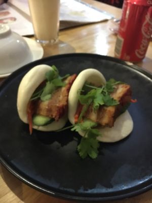 Steamed crispy roast pork vegan buns  at Mai Kitchen in Ferryden Park