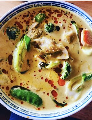 Dumpling Laksa so delish 🌱  at Mai Kitchen in Ferryden Park