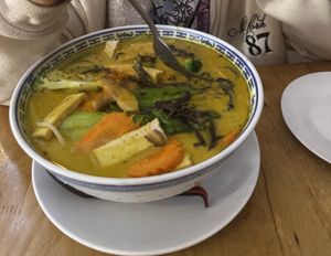 Vegan section of the menu. Vietnamese vegan Pho and a Viet style Laksa. Yummy    at Mai Kitchen in Ferryden Park