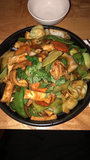 Veg tofu flat rice noodles  at Mai Kitchen in Ferryden Park