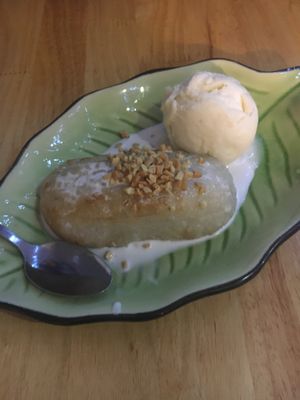 Vegan banana sticky rice  at Mai Kitchen in Ferryden Park