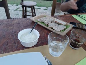 Yogurt di soja e pane con farina bio del podere at Podere Capanne in Rome