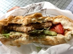 The vegan burger at Shālā Chuán in Taipei