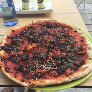 vegan pizza at The Lab Ibiza in Ibiza
