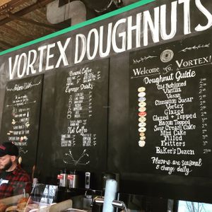 menu board at Vortex Doughnuts in Asheville