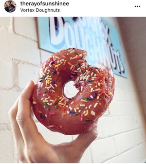 The strawberry sprinkle yeast doughnut at Vortex Doughnuts in Asheville